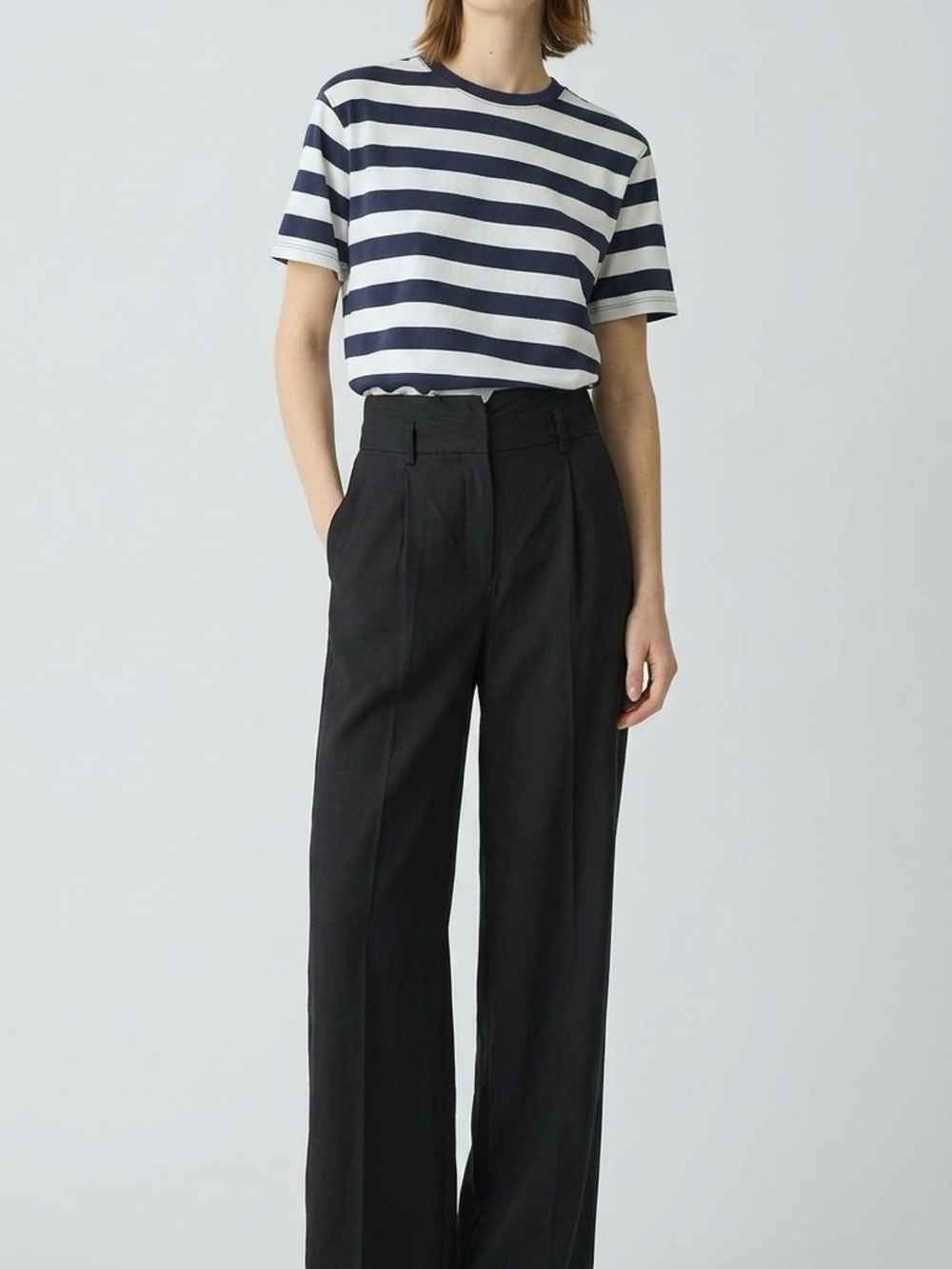 Saks Fifth Avenue Women’s Black Pleated linen Dress Trousers